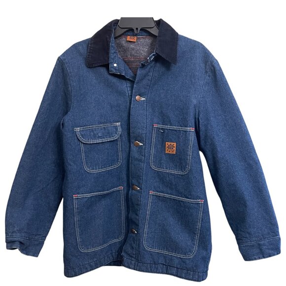 Vintage Wrangler Big Ben Jean Jacket Mens 38 Denim Blanket Lined Corduroy Collar - Picture 4 of 10
